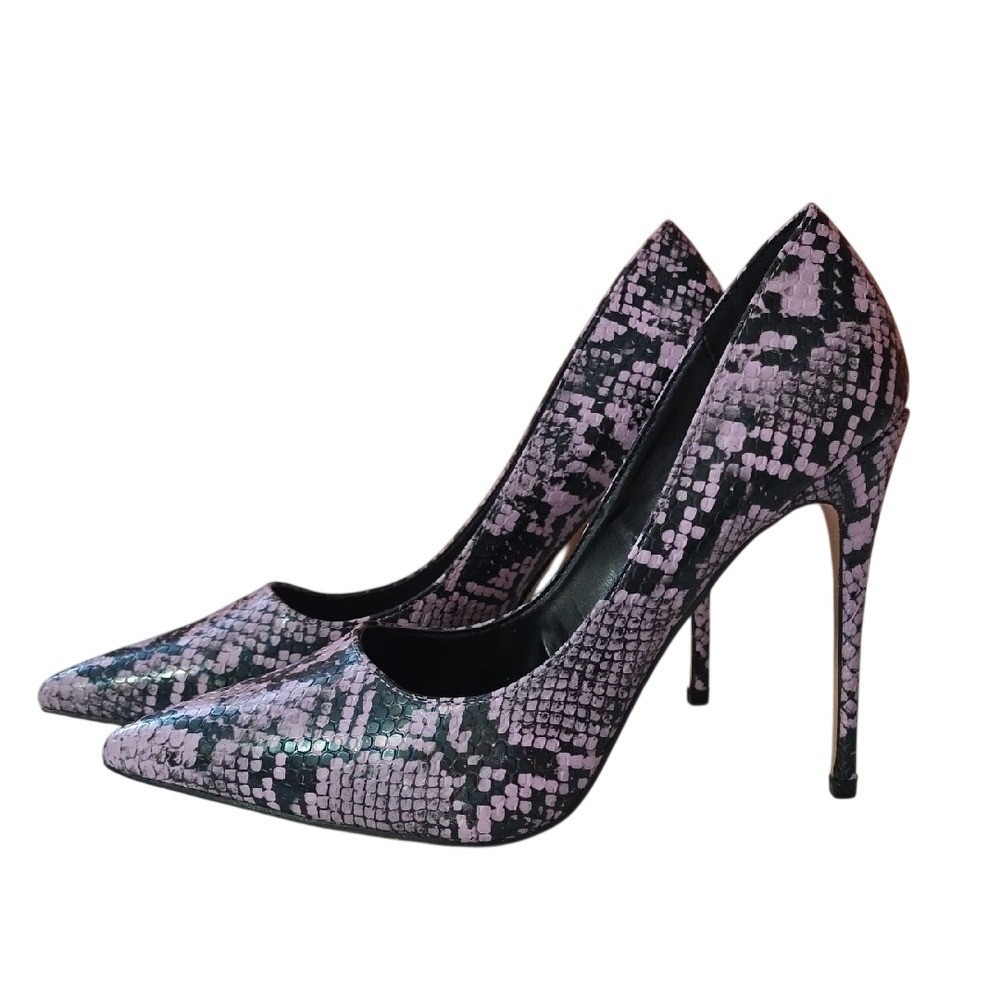 PrettyLittleThing Pink Snakeskin Pointed Toe Stiletto‎ Pumps Heels Size 7